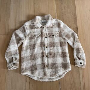 Wallflower Checkered Cream And Brown Button Down Jacket Size Large